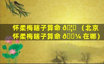 怀柔梅瞎子算命 🦍 （北京怀柔梅瞎子算命 🌼 在哪）